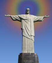 christ redeemer rainbow lighnting